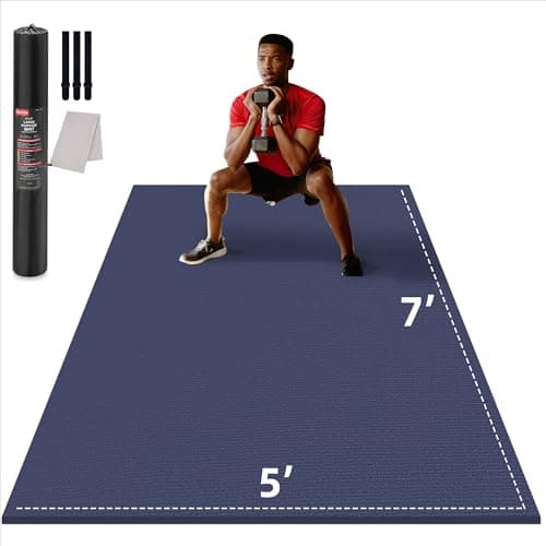 GymCope Large Exercise Mat for Home Workout,12‘x6’/10'x6'/9'x6'/8'x6'/7'x5'/6'x4' (7mm) Extra Thick Workout Mat, High-Density Gym Mat for Cardio, Jump Rope, MMA, Weights (Shoe-Friendly)