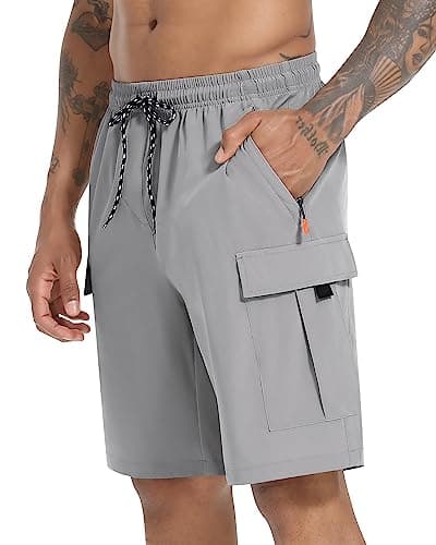 Men's Cargo Shorts Quick Dry Lightweight Stretch Hiking Shorts for Men with 5 Pockets No Lining