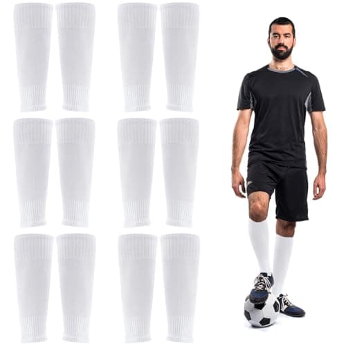 Ukontagood 6 Pairs Leg Sleeves for Soccer Socks, Shin Guard Sleeves to Accompany Grip Soccer Socks for Youth Adults (White)