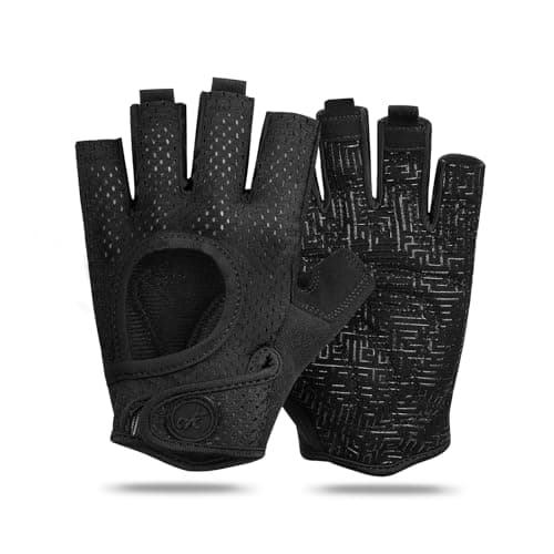 MOREOK Workout Gloves for Men/Women- [3/4 Finger] [Curved Open Back] Gloves for Weightlifting,Exercise,Training,Pull ups,Fitness and Rowing -S
