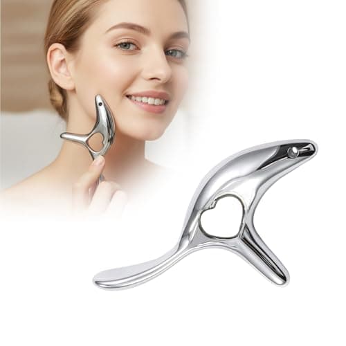 Gua Sha Tool Muscle Scraper Trigger Point Massager, Deep Tissue Myofascial Fascia Release Thumb Saver, Heart Shaped Neck Back Shoulder Foot Pain Relief, Silver