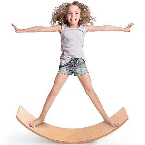 PLAY-IN-JOY Natural Wood Balance Board for Kids | Montessori Wobble Board for Toddlers & Children Ages 3-8, Open-Ended Waldorf Learning Toy for Indoor Play, Core Balance Trainer, Birthday & Christmas Gift 2026