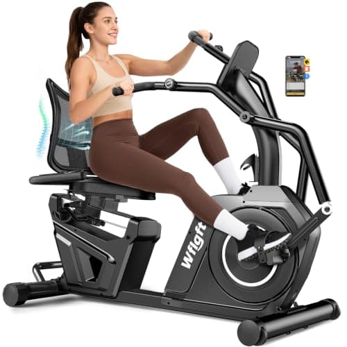 WFLGFT Recumbent Exercise Bikes for Home,Stationary Bike with Arm Exerciser,Smart Bluetooth App,450LBS Capacity,16 Level Magnetic Resistance,LCD Monitor,Home Rehab for Seniors Adults