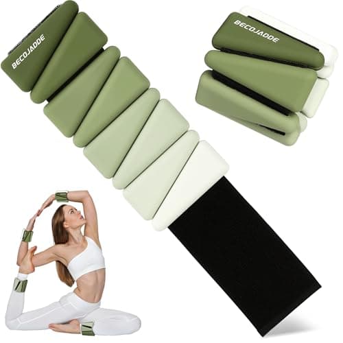 BECOJADDE Ankle Weights for Women Wrist Weights Set of 2 (2 lb Each) Adjustable Arm Leg Weight for Womens Men Suitable for Walking Swimming Running Pilates Yoga Gym, Gradient Green
