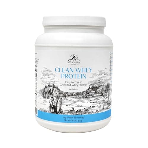 Mt. Capra Clean Whey Protein | Grass-Fed Undenatured Goat Whey Protein Powder | 24 g Protein Per Serving, All Natural, Non-GMO, High in Branch Chain Amino Acids | Vanilla Bean | 15 Servings - 16 oz