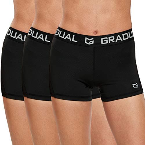 Women's Spandex Compression Volleyball Shorts 3" /7" Workout Pro Shorts for Women (3 Pack:Black/Black/Black, XS)