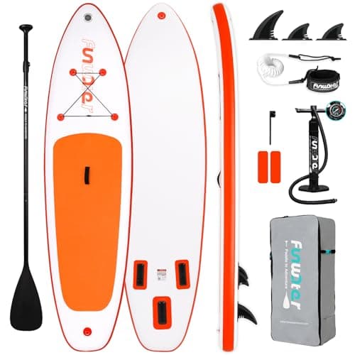 FunWater SUP Inflatable Stand Up Paddle Board 10'6×33"×6" Ultra-Light Inflatable Paddleboard with ISUP Accessories,Fins,Adjustable Paddle, Pump,Backpack, Leash