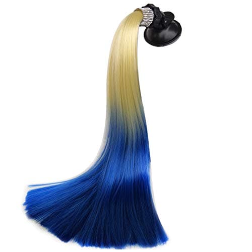 3T-SISTER Crystal Pigtails 14inch for Helmet Ponytail Decoration for Motorcycle Bicycle Ski Helmet Accessories Reusable Suction Cup Reusable Design Many Colors (Helmet not Included)