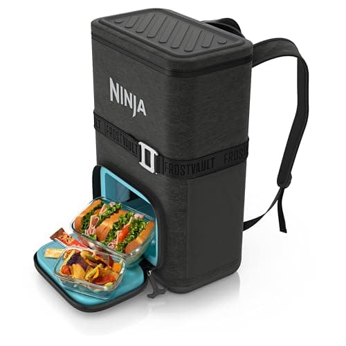 Ninja | Backpack Cooler | FrostVault Go 24 Can Soft Cooler | Leakproof Zipper with Built in Can Opener, 2 Ice Packs & Dry Storage Drawer | for Hiking, Camping & More | Charcoal Gray | FF124CG