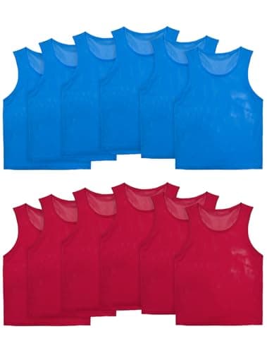 VOGRYE Pinnies Set of 12/24 Scrimmage Vests, Team Practice Sports for Child Youth/Adult, Lightweight Basketball Jersey