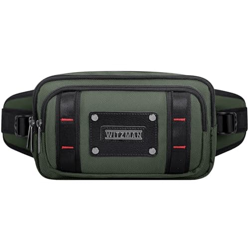 WITZMAN Fanny Pack for Men Waist Bag Lightweight Belt Bag with Adjustable Strap for Outdoor Casual Running Hiking Cycling(B732 Army Green)