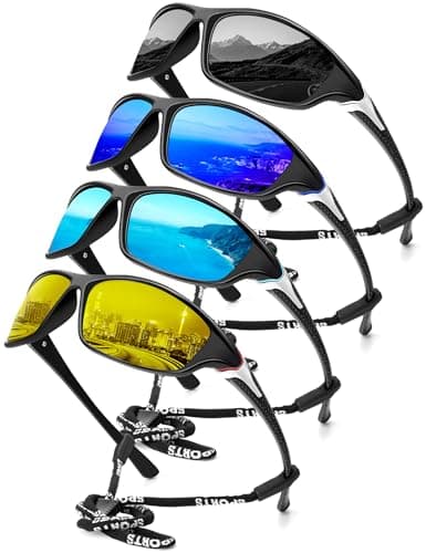 KALIYADI 4 Pack Polarized Sunglasses-Men Sports Sun-glasses: Mens Sunglasses UV Protection for Fishing Driving Cycling