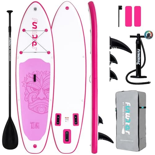 FunWater SUP Inflatable Stand Up Paddle Board 10'6×33"×6" Ultra-Light Inflatable Paddleboard with ISUP Accessories,Fins,Adjustable Paddle, Pump,Backpack