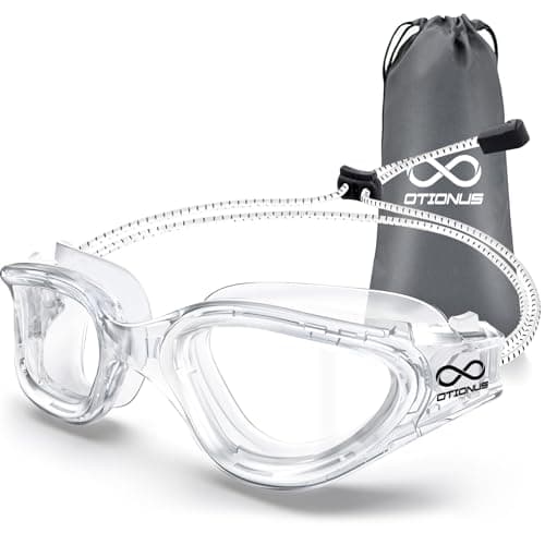 Otionus Swim Goggles, Polarized Adult Swimming Goggles Bungee Strap No Hair Pulling Anti-fog Pool Goggles for Men Women