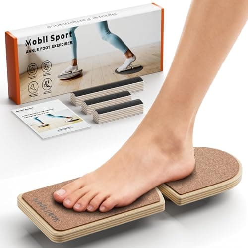 Cork Ankle Balance Board & Foot Strengthener - Extra Wide Single Leg Slant Board for Plantar Fasciitis Relief, Achilles Support - 3-Way Axis with 16-Exercise Guide by Mobll Sport