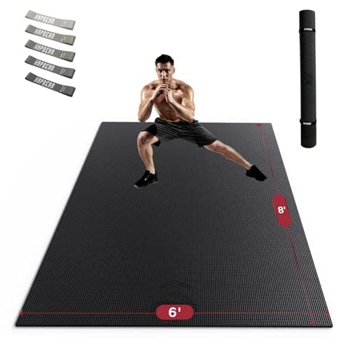 HAPBEAR Extra Large Exercise Mat-6'x8'x8mm(1/3 inch), Non-Slip, Ultra Durable, Thick Workout Mats for Home Gym Flooring Cardio, Yoga Mats for Fitness, High-Density Exercise Mat, Shoes-Friendly
