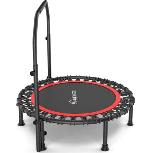 ANCHEER Foldable Mini Trampoline,40" Trampoline for Adults,Fitness Rebounder with Adjustable Foam Handle.Exercise Trampoline for Kids Indoor/Garden