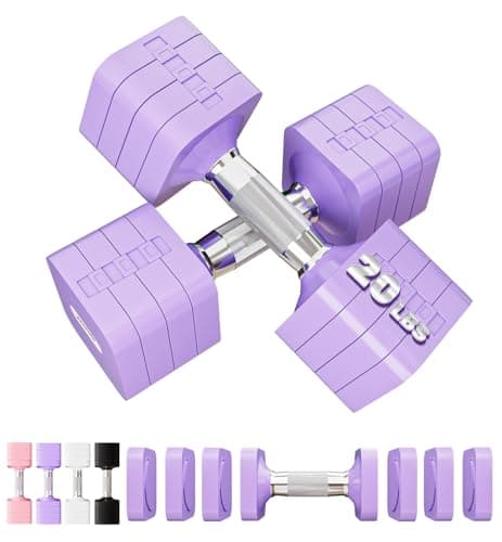 40 LB dumbbell Sets 4 in 1 Adjustable Hand Weights Set for Women Men Free Weights Dumbbell Sets for Home Gym Exercise Workout Strength Training Equipments, Purple