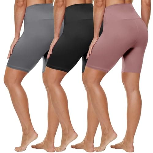 HLTPRO 3 Pack Plus Size Biker Shorts for Women (L-4XL)- 8"/5" High Waist Tummy Control Shorts for Workout, Yoga, Running