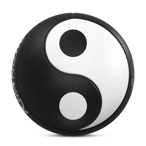 Kuangmi Yin Yang Basketball, Official Size 7(29.5"), Unique Tai Chi Shaped Medium Tire, for Indoor & Outdoor, White & Black