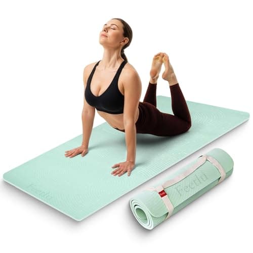 Feetlu Extra Thick 12mm Exercise Mat – Non-Slip, Joint-Friendly & Cushioned Fitness Mat for Yoga, Pilates & Floor Workouts – Durable, Supportive & Includes Feetlu Classic Strap