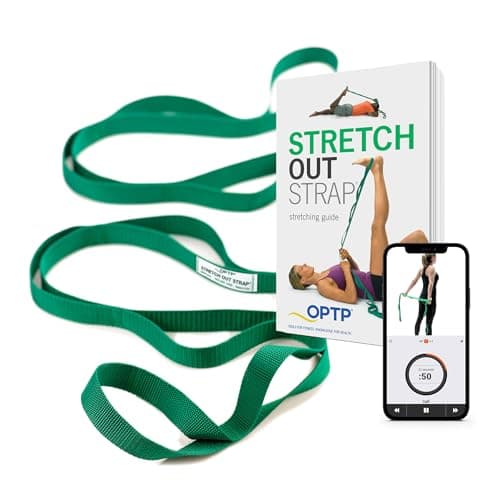 OPTP The Original Stretch Out Strap with Exercise Book, for Flexibility and Mobility Exercises. Stretch Out Straps for Physical Therapy, Yoga Stretching Strap and Knee Therapy Strap. Made in the USA