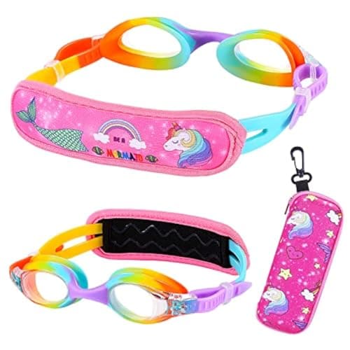 RUIGAO Kids Swim Goggles Age 2-6, Toddler Goggles No Hair Pull,Child Goggles Padded HeadBand