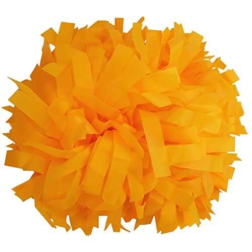 Gbateri 2 Pack 6 Inches Plastic Cheerleader Pom Poms with Baton Handle, Cheerleading Poms Cheer Pom Pom, Cheering Pom Poms for Team Spirit Sports Dance Party Cheering Kids Adults(Yellow)