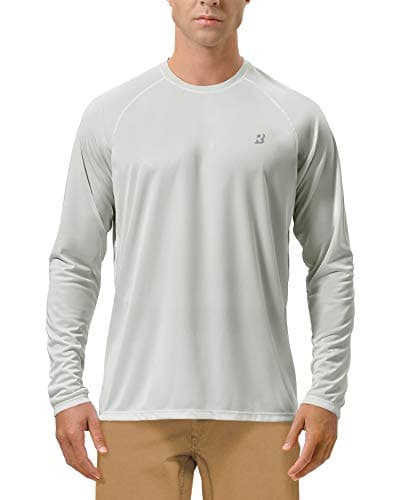 Roadbox Mens UPF 50+ UV Sun Protection Shirts Outdoor Long Sleeve SPF Diving Rash Guard for Fishing Hiking Swimming