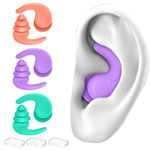 Swimming Ear Plugs for Adults,3 Pairs Waterproof Reusable Silicone Swim Earplugs for Swimming Surfing Snorkeling Showering and Water Pool,Beach,Ocean (Adults & Teens 14+)