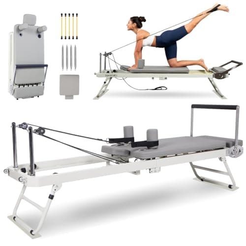 Pilates Reformer, HOWHAI Reformer Pilates Machine Foldable for Home Gym, Pilates Equipment with Jump Board and Dual Resistance -Springs and Cords (400lbs Capacity)