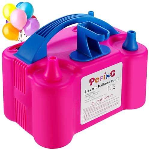 PCFING Balloon Pump Electric and Balloon Tying Tool in One, Portable Balloons Inflator Blower Machine with Dual Nozzle