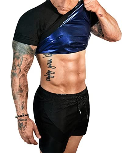 FUXERT Sauna Shirt for Men Sweat Sauna Suit for Gym Exercise Compression Shirt Workout Shapewear (SOBK XL)