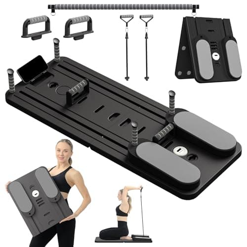 VigorEdge Pilates Board - Pilates Reformer Set, Multi-Purpose Foldable Pilates Reformer Board for Home,11 in 1 Pilates Equipment (Gray)