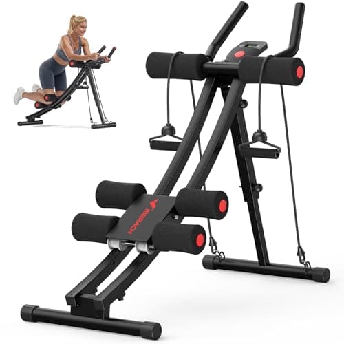 MERACH Ab Machine, Adjustable Dual Track Ab Trainer Machine, Ab Workout Equipment for Home Gym, Ergonomic Arc Track for Better Abs, Foldable Workout Machine for Full Body Workout Home Exercise (Black)