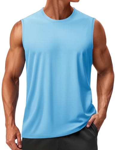 TACVASEN Mens Tank Top Sleeveless Shirts for Men Dry Fit Workout Gym Shirts Muscle Tank Athletic Swimming Sleeveless Tee Workout Top Blue L