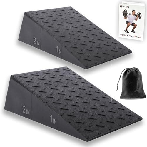 Folaps Squat Wedge Block with Guide for Heel Elevated Squat Weightlifting Slant Board for Squats with Carry Bag to Improve Mobility Balance and Strength