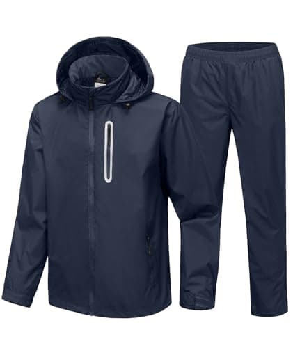 SWISSWELL Men's Waterproof Golf Rain Suit Rain Gear Jacket and Pant Outdoor Lightweight Hooded Raincoat S-5XL Navy Medium