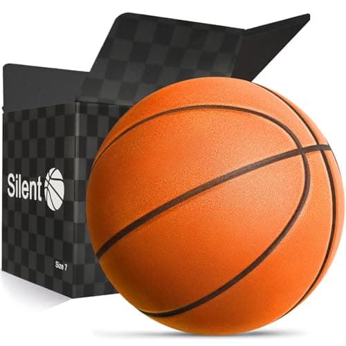Womefic Silent Basketball Size 7 (29.5") | Noiseless Indoor Training Basketball - Quiet Dribbling, Grooved Airless PU Foam Ball with Real Feel & High Bounce (29.5", Orange)