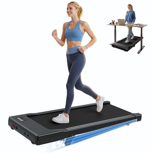 DeerRun Under Desk Walking Pad Treadmill for Home & Office, 6% Manual Incline, 2.5 HP, 0.6–3.8 MPH Walking Speed, 300 lb Capacity, App & Remote Control