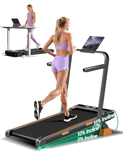 4-in-1 Walking Pad Treadmill with 15% Incline, Quiet Under Desk Treadmills for Home & Office, Compact Foldable Treadmill with Handles and 2.5HP Brushless, 330 LBS Capacity