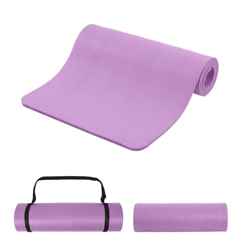 Signature Fitness Yoga Mat,Pilates & Exercise Mat,Extra Thick 1/2" High-Density Foam Workout Mat with Easy-Cinch Carrying Strap for Home & Gym Workouts,Taro Purple
