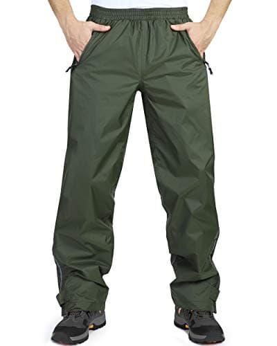 33,000ft Men's Army Green Rain Pants, Waterproof & Windproof, Perfect for Hiking, Fishing & Cycling, Size 32W x 30L