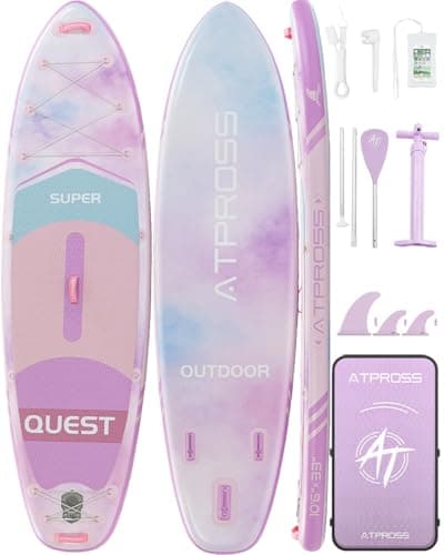 10'6''x33''Inflatable Stand Up Paddle Board, 400lbs Extra Ultra-Light Blow Up Paddle Board, Premium SUP Accessories Kit & Backpack, Non-Slip Stable Deck Boat for Yoga Fishing Surf
