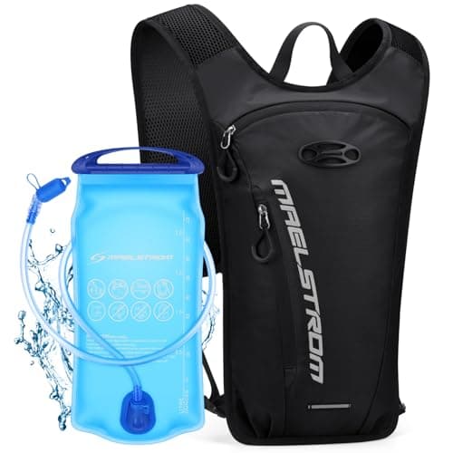 Maelstrom Hydration Backpack, Hiking Backpack with 2L Water Bladder, Running Hydration Vest for Cycling Hiking Rave for Men Women (Black)