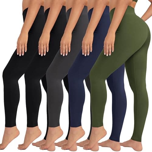VALANDY Creamlush Women’s High Waist Tummy Control Yoga Pants Workout Running Sports Tights Leggings One Size 5Pack