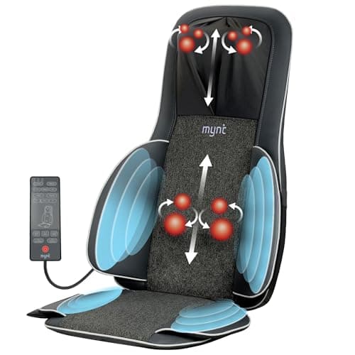 Mynt FSA Eligible HSA Approved Shiatsu Neck and Back Massager for Chair with 10 Deep Kneading Nodes, 2D & 3D Back Massage with Heat, Portable Spot Massage Chair Pad (Black)
