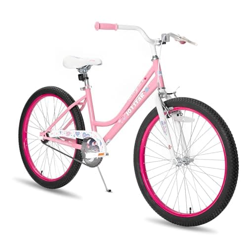 JOYSTAR 24 Inch Girls Bike Ages 8-12 Years Old 24 Inch Bike for Kids Children Bicycle with Handbrake in Cherry Pink