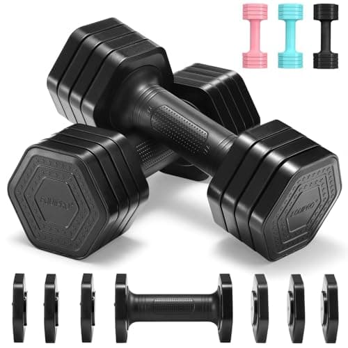 EQUIPRO Adjustable Dumbbell Set, 4 in 1 Weights for Women at Home, Hand Weights Dumbbells for Women, Each 2lb 3lb 4lb 5lb Fast Adjust Weight with Soft TPU Handle for Home Gym Exercise Training