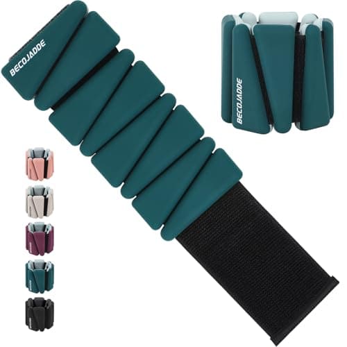 BECOJADDE Ankle Weights Set of 2 (2 lb Each) Adjustable Wrist Weights for Women Men Wearable Arm Leg Weight for Pilates, Running, Walking, Workout, Yoga, Pewter Deep Emerald